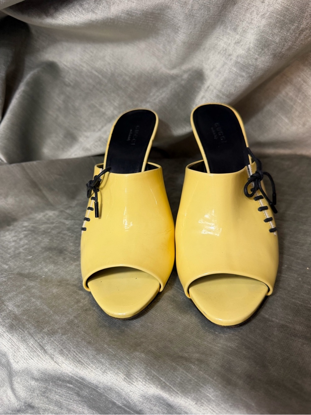 Gucci Open Toe Patent Leather Heeled Lace-Up Shoes. Women's Size 38C. With COA - Picture 2 of 11